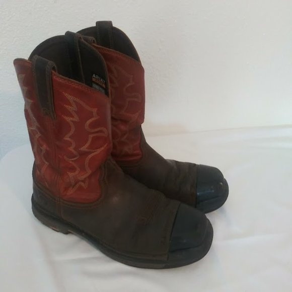 Ariat men\'s size 9 EE brown wide width steal toe work boot main image 4